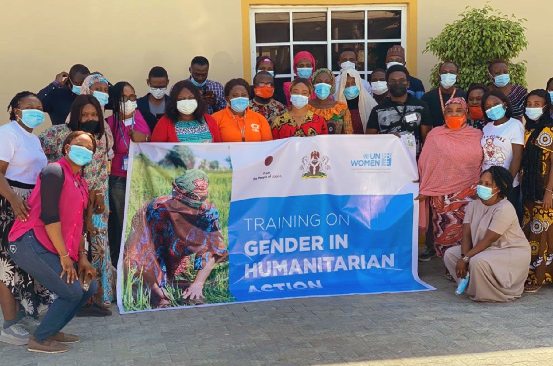 Participants from UN, international organisations and civil society organisations at a training session on gender in humanitarian action in Maiduguri, Nigeria, in November 2021.