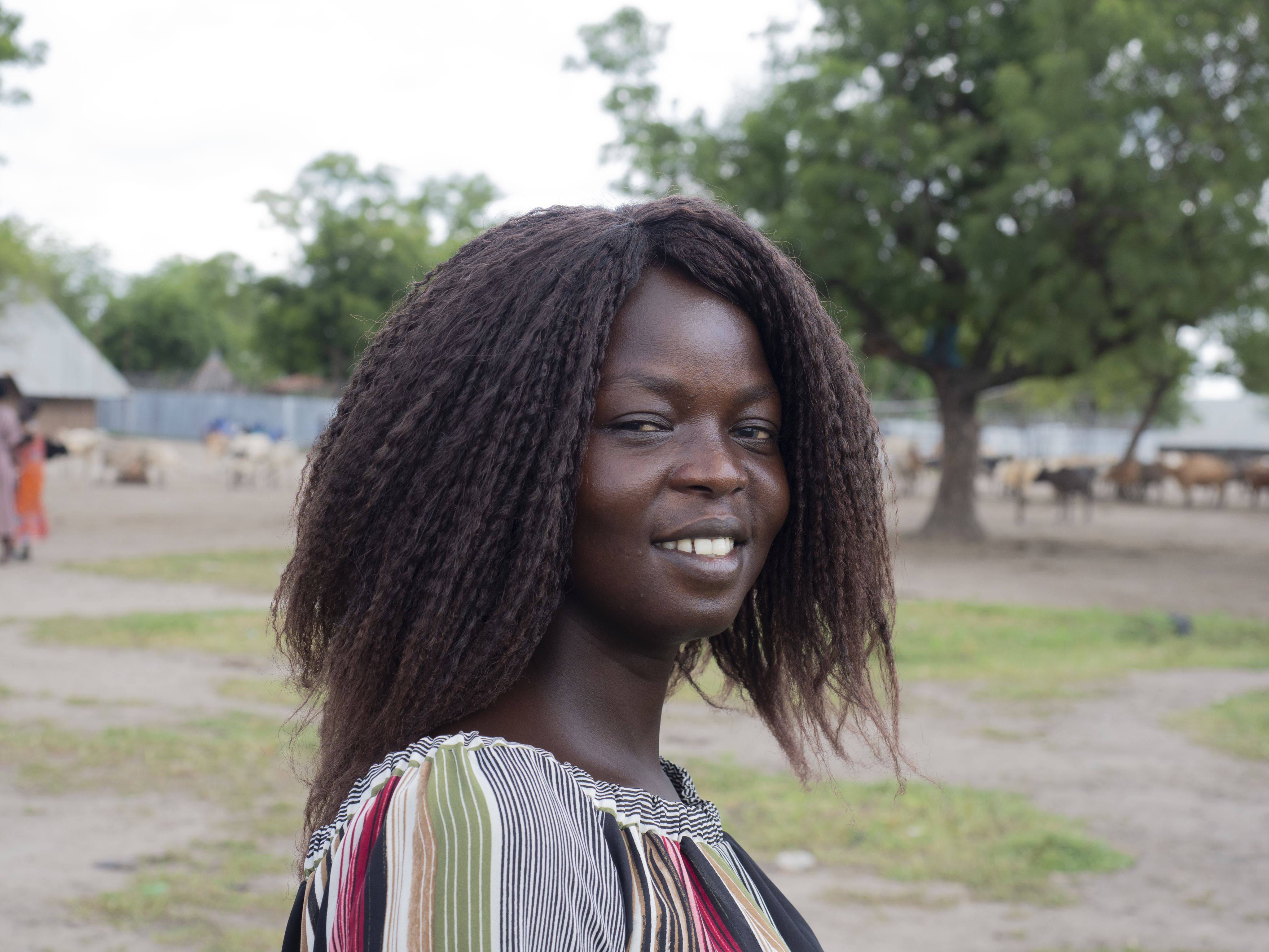 A woman looking at the camera.