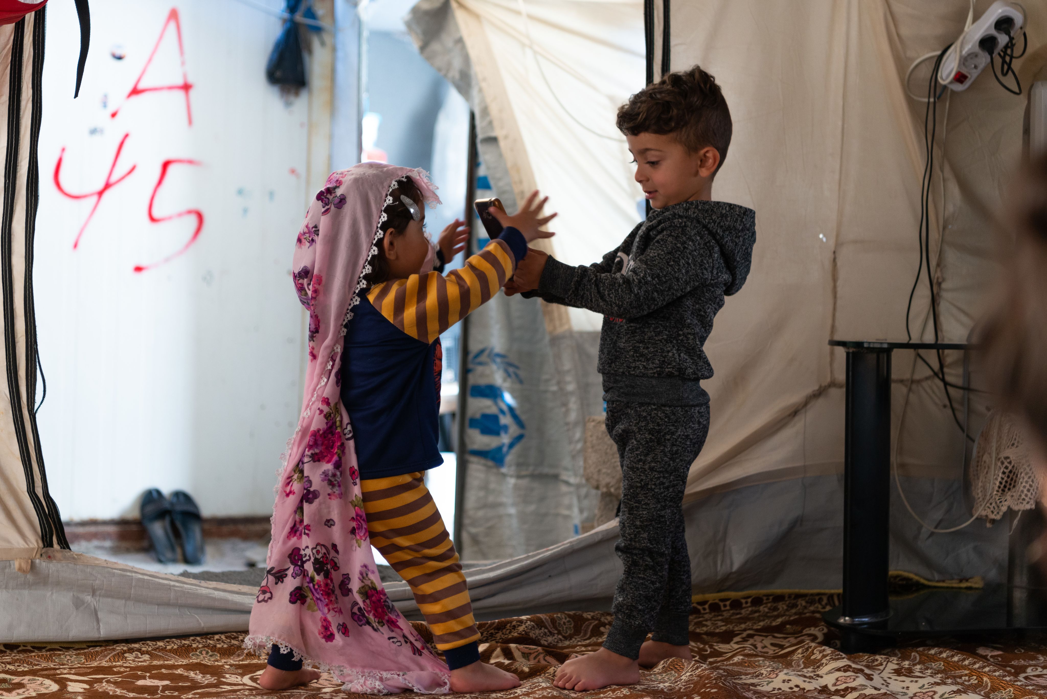 Children play happily.