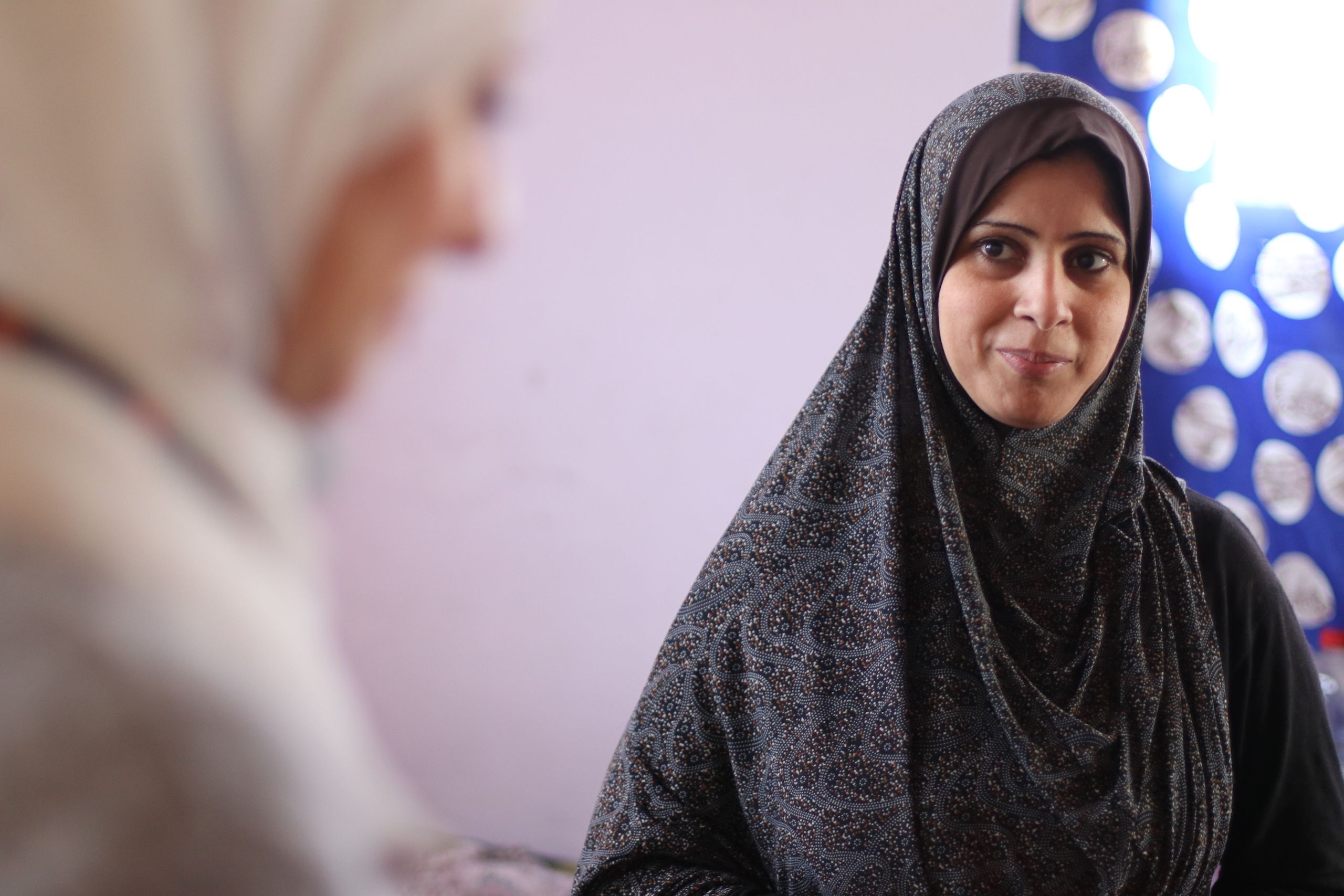 Woman looking at camera.