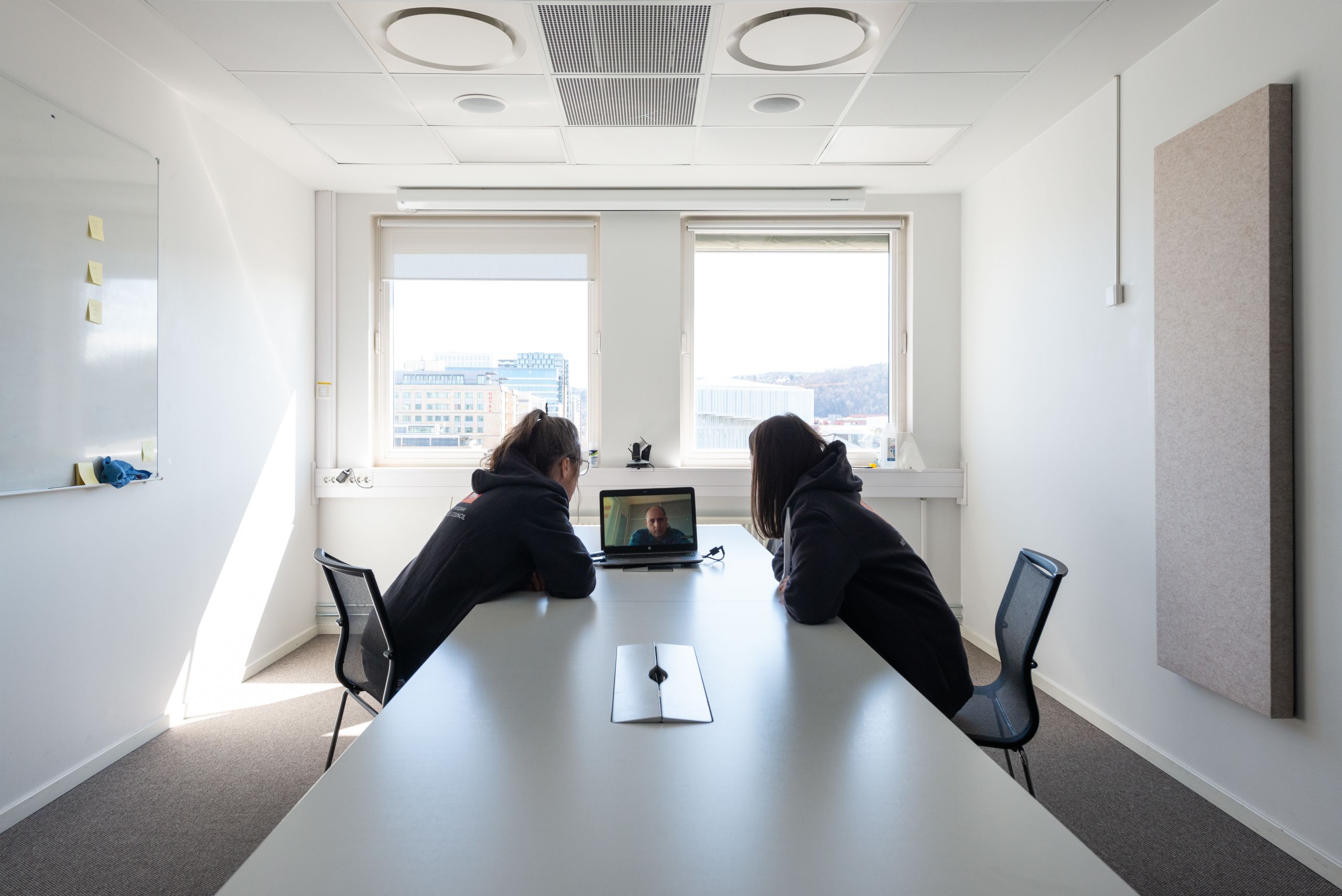 Kristine Grønhaug and Rebecca Crombleholme doing an interview over Zoom
